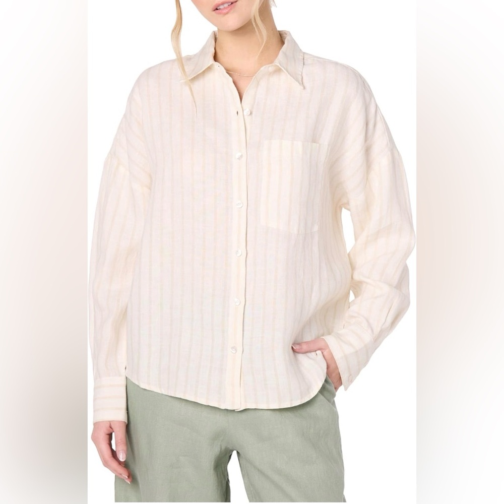 The Drop Women's Avila Classic Linen Button Down